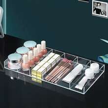 1 件透明亚克力太阳镜展示盒，桌面收纳托盘，可放置眼镜、太阳镜、化妆品、文具，6 个隔层 - 無色 - 查看 6