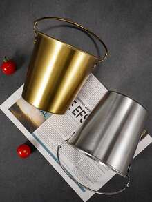 1 件不锈钢冰桶、高品质酒吧用品、香槟桶、迷你炸薯条小吃桶、小型服务桶、不锈钢小吃桶、-Worthy 炸薯条和炸鸡桶、酒吧冰桶、餐厅油炸食品容器冰桶、万圣节和圣诞节派对用品 - 彩色 - 查看 7