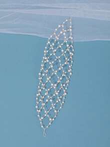 1pc Elegant Handmade Faux Pearl Woven Headband For Women, Bridal Wedding Bohemian Headpiece, Suitable For Party Accessories