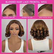 NATAN Wear And Go Glueless Sophianna Highlight Ombre Body Wave 13x4 Lace Front Wigs Human Frontal Hair Hd Lace Frontal Wig For Woman Blended Hair Is Made From Human Frontal Hair Mixed With Synthetic Fibers And Protein Filaments Wig - S4/27 - View 3