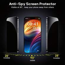ZYONS 适用于 17 Pro Max/17 Air/17/15 Pro Max/16 Pro Max/16/16e/15/14/13/13 Pro/12/11 的 2 片装隐私钢化玻璃屏幕保护膜，防窥、防偷拍，安装简便，配备自动清洁工具，一键贴合，防刮花，表面光滑，保护隐私，防尘，手机屏幕保护膜，万圣节礼物，生日礼物，手机配件