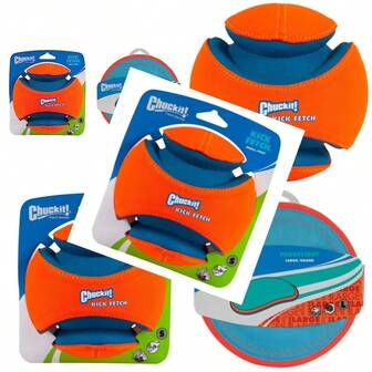 Kick Fetch Ball Dog Toy Small 6 Inch And Paraflight Flying Disc Dog Toy Large (9.75")