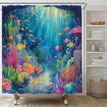 Ocean Underwater World Shower Curtain Colorful Tropical Fishes Coral In The Deep Sea Fabric Bathroom Decor Set With Hooks 70 WX70 H - Colorful+70W x 70L inch (1 Panels) - View 2