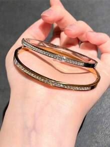 1pc 925 Sterling Silver 18K Gold Plated Diamond Bracelet