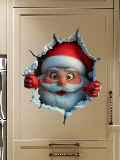 Adesivos de parede criativos 3D de Papai Noel para porta e janela, adesivos de parede de Feliz Natal, adesivos de arte faça você mesmo, adesivos de descascar e colar para casa, cozinha, sala de estar, decoração de festa de inverno, 1 peça/2 peças/3 peças