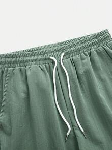 Men's Solid Color Textured Fabric Comfortable Breathable Material Turndown Collar Full Zip Contrast Button Design Long Sleeve Pants 2 Pieces Set, Suitable For Daily Casual, Fashion Minimalist, Beach Resort, Light Business, Multi-Occasion, Spring/Autumn Long Sleeve Pants 2 Pieces Set