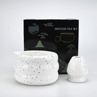2 件日式抹茶套装抹茶碗带嘴宋代茶尖工具抹茶须架