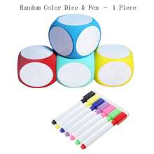 1 pieza Dado grande de pizarra blanca EVA con marcador gratis de 2.5 pulgadas/4 pulgadas, tablero de mensajes con superficie de escritura para aula, oficina y juegos, dado de pizarra blanca en blanco de seis caras - herramienta para maestros, selector de estudiantes, rompehielos de reuniones, prop de D&D, tomador de decisiones y tablero de notas (color aleatorio) - Multicolor - Ver 9