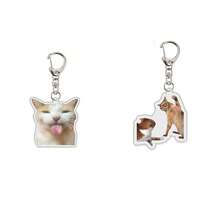 1 pieza Llavero con figura de cabeza de gato divertida, colgante de decoración con estilo de expresión de meme para mochila, accesorio de moda estudiantil, adecuado como regalo para volver a la escuela, Halloween, Acción de Gracias, Navidad, Pascua