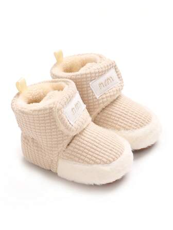 Autumn/Winter Plush Thickened Infant Boots, 0-1 Year Old Infant Pre-Walking Shoes Indoor Infant Warm Boots