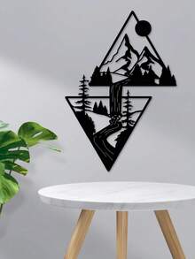 1 pieza Montaña de metal - Decoración de escena, que muestra la belleza de la naturaleza, perfecta para la pared de la sala de estar, la decoración de la cabaña, la esquina del jardín y el espacio de la oficina