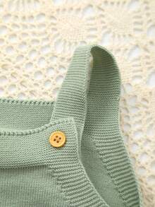 Infant Unisex Cute Sheep Embroidery Knitted Bodysuit - Cadet Blue - View 2