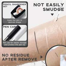 050White Barber Pencil For Lineup Magic Hairline Beard Guide Shaping Pencils Barber Chalk For Design Hairline Razor Trace Barber Pencils Set With Sharpener Ruler Brush For Men-1 - Black White - View 6