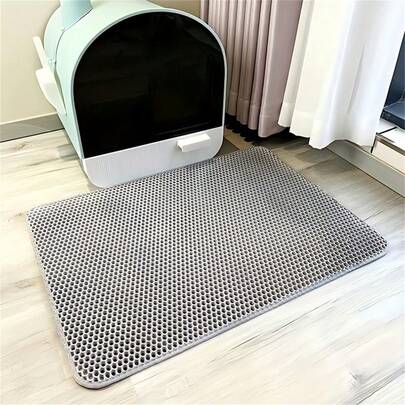 1pc Double Layer Cat Litter Mat - Cat Litter Box Splash Guard Mat, Filter Anti-Tracking Litter Trapping Mat, Pet Cat Supplies - Gift For Cats, Durable, 3 Sizes Available