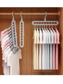 1pc/3pcs 9-Hole Multi-Functional Rotating Folding Clothes Hanger With Storage Shelf, Home Decor For Room, Bedroom - Multicolor - View 1