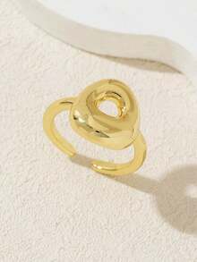 可爱泡泡26字母戒指，女士气球镀金锆石A-Z字母开口可调节戒指，优雅婚礼珠宝礼物 - 金色 - 查看 23