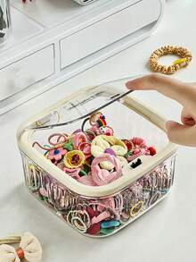 صندوق تخزين اكسسوارات الشعر للأطفال قطعة واحدة، صندوق منظم للمشابك والربطات المطاطية والمجوهرات، سعة كبيرة صندوق تخزين مكتبي، صندوق قسم الأدراج، صندوق شفاف محكم الإغلاق من البولي إيثيلين تيريفثالات، صندوق مقاوم للغبار والرطوبة لاكسسوارات المنزل والأطفال