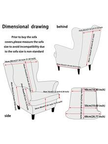 Wingback Chair Slipcover, 2 Pieces Stretch Jacquard Wingback Chair Covers Thick Wing Back Chair Covers With Arms Wing Chair Slipcover Wing Back Chair Cover With Elastic Bottom - Multicolor - View 4