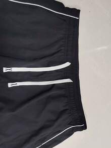 加大码男士夏季休闲运动短裤，适合健身和跑步 - 黑色 - 查看 3