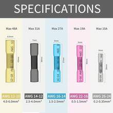 Conectores de extremo termorretráctil, 50 unidades de 14-12 AWG, conectores de alambre de crimpado aislados de grado marino, conectores eléctricos impermeables, empalme a tope para cableado de barco y - 14-12 AWG - Ver 10