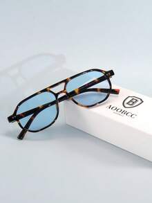1 件装复古小圆框时尚眼镜，适合男士、女士服装配饰，适合驾驶、旅行、休闲、户外运动、高尔夫 - 藍色 - 查看 6