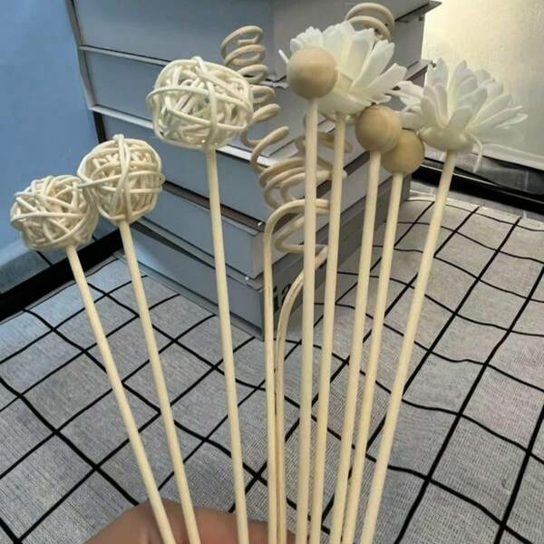 10pcs 10-Inch Natural Reed Diffuser Sticks, Reed Diffuser Refill Set, Home Decor (Natural Color)