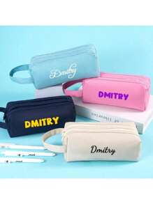 Customized Cute Pencil Case, Storage Bag, Personalized Storage Bag, Cosmetic Bag, Multi-Functional Travel Accessory Pouch, Space-Saving, Fashionable, Tidy, Compact, Casual, Basic Style, Unique Treasure, Holiday Gift, Excellent Choice, Ideal Gift For Girlfriend, Family, Friends On Anniversary, Back To School, School Supplies, School Gift, Office, School, Classroom Use, Teacher Gift - Multicolor - View 5
