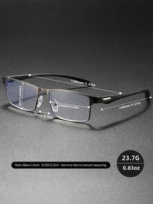 Unisex Classic Business Minimalist Reading Glasses, New Square Half-Rim Stainless Steel Ultra-Light  Readers, High-Definition Eye Protection, Long-Term Wear Without Dizziness, Suitable For Reading/Sewing/Business/Office/Elegant/Daily Use, Lightweight Durable Square Spring-Hinged Frame, Suitable For Sports Anti-Slip, Computer Comfortable Reading - 透明色 - 查看 5