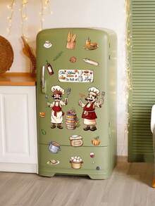 1 buah Stiker Dapur Koki Kartun Tahan Air PVC Perekat Mudah Dilepas Cocok untuk Dapur Restoran Stiker Dinding Ruang Tamu Dekorasi Rumah Segarkan Rumah Anda Stiker Dekorasi Liburan Hadiah Ulang Tahun Wisuda - MultiWarna - View 8