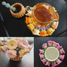 وردة الوادي المصنوعة يدويًا بالكروشيه، باقة الورد متعددة الأغراض حصيرة، حامل ساخن وسلة تخزين، وسادة أصيص الزهور الاصطناعية، مناسبة لحفل القهوة والشاي، حصيرة غير انزلاقية، حصيرة محبوكة متينة مقاومة للحرارة