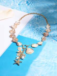 BOCAR 1 件夏日海滩度假天然不对称贝壳串珠项链
