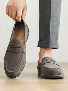 Klasyczne, minimalistyczne mokasyny męskie, lekkie, oddychające, wygodne, antypoślizgowe, trwałe, odpowiednie na ślub pana młodego, na nieformalne i formalne okazje - popiół - Zobacz 7