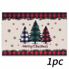 4/6pcs/Set, Fashionable Christmas Tree Pattern Printed Linen Placemats, Size 12*18 Inches/30*45 Cm, Home Decor, Suitable For Dining Table. - Multicolor - View 16