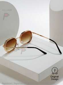 015068863-0009-SX2358 2pcs Men/Women's Summer Metal Geometric Fashion Glasses, Fashion Street Style Eyewear, Black/Gold/Silver/Brown, Suitable For All Seasons, Thick Frame With Ventilation Holes, Comes With Paper Box - 1*khung vàng/xám toàn phần + 1*khung vàng/màu trà chuyển sắc (không bao gồm hộp) - Xem 7