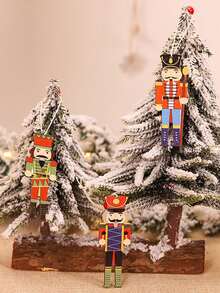 9 Stück/Set Weihnachtsdekoration Anhänger, kreativ bedruckte niedliche Nussknacker Holzanhänger für Weihnachtsbaum und Gartendekoration (zufällige Farbe) Heimdekoration Weihnachtsdekorationen Raumdekoration Winter