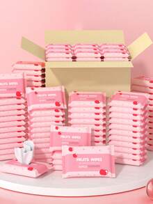 10/30/100pcs Wipes-10 Packs Portable Wet Wipes Disposable Cleansing Wipes, Kitchen Cleaning, Stain Cleaning,Suitable For Daily Household Cleaning Outdoor Travel Accessories,Halloween Christmas Gifts - Pink - View 12
