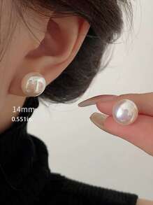 3 Pairs Retro Minimalist Elegant Faux Pearl Stud Earrings Set, Chic Lightweight Earrings Suitable For Women's Daily And Holiday Wear - Milky White - View 6