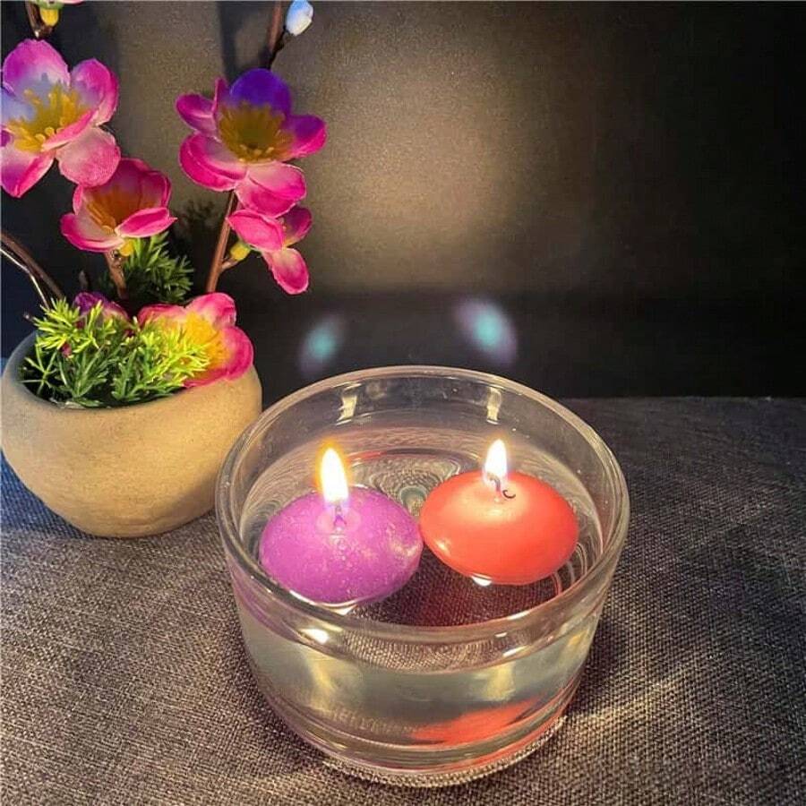 20 piezas de velas flotantes de marfil, velas de cera sin olor y sin goteo, para bodas, Navidad, fiestas de cumpleaños, jarrones cilíndricos y decoración del hogar