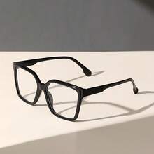 1 Pair Of Bohemian Style Large Square Transparent Glasses, Suitable For Women, Fashionable Leopard Print And Solid Color, PC Polyester Material, Full Frame Design - 黑色 - 查看 7