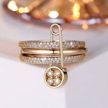 Chic Ring Multi Layer + Pin Design Paved Shining Zirconia Just Pick A Color U Prefer Match Daily Outfits Party Accessory