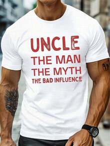 Men's Summer T-shirt, Uncle Influence  Graphic Print Short Sleeve Tees  Casual Tops for Daily Life, Big & Tall Guys