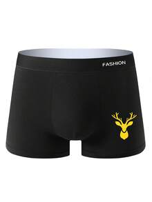 8 件/包男士透气舒适平角内裤，弹力运动短裤，休闲耐用内衣，适合日常穿着 - 黑色 - 查看 4