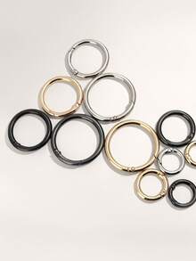 10pcs Spring O-Ring Alloy Buckle Portable Hook Clip Key Ring DIY Accessory For Keychains Bags Wallets Handbags And Pet Leashes School Supplies - Silver - View 6