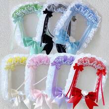 1pc New Lace Photo Card Holder, 7 Colors: Pink, Black, Red, Yellow, Blue, Green, Purple, DIY Finished Product Anime/Cartoon/ACG Character, Kpop Star, Card Display Holder, Handmade Plaid Bow Backpack Pendant, Lolita Card Holder