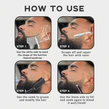 050White Barber Pencil For Lineup Magic Hairline Beard Guide Shaping Pencils Barber Chalk For Design Hairline Razor Trace Barber Pencils Set With Sharpener Ruler Brush For Men-1 - Black White - View 7