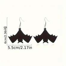1 Pair Gothic Bat Earrings - Lightweight Acrylic Bat Pendant Earrings, Vampire Costume Accessory, Perfect For Halloween, Gothic Daily Wear, Seasonal Fashion, Horror Design, Item, Ideal For Teenagers