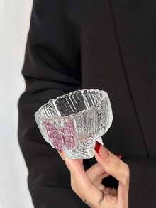 1pc/2pcs INS 粉色蝴蝶玻璃杯 玻璃茶具 功夫茶具 茶具 冰川纹隔断咖啡杯 高脚磨砂透明玻璃杯 冷泡小茶杯 一口杯 玻璃茶杯 - 透明 - 查看 4