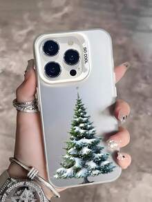 1 carcasă de telefon cu model de fundal de brad de Crăciun, potrivită ca și cadou pentru iubit, prieten, cel mai bun prieten, familie, frate, coleg, soră/soră, cuplu, coleg de clasă, profesor, cadou de ziua de naștere sau de sărbători, carcasă albă mată, moale, cu protecție completă, anti-praf, impermeabilă, compatibilă cu 13/16/15/14/13/12/11/Pro/ProMax/X/XR/XS/XSMAX/7/8/PLUS.