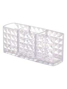 亚克力化妆刷收纳盒，3 个隔层化妆品收纳盒和笔筒，适用于办公桌、桌面收纳盒和梳妆台配件，圣诞节节日礼物赠送钻石图案三隔层亚克力透明笔筒化妆刷收纳盒创意个性化桌面眉笔口红收纳盒家居浴室装饰秋季装饰化妆品收纳盒返校 - 彩色 - 查看 12