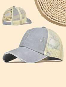 1 Stück Mehrfarbige Sportliche Klassische Pferdeschwanz Baseballkappe, Vintage Abgenutzte Mesh Trucker Kappe, Atmungsaktive Verstellbare Dad Cap, Geeignet für Frauen und Mädchen zum Tragen bei Outdoor-Sportarten
